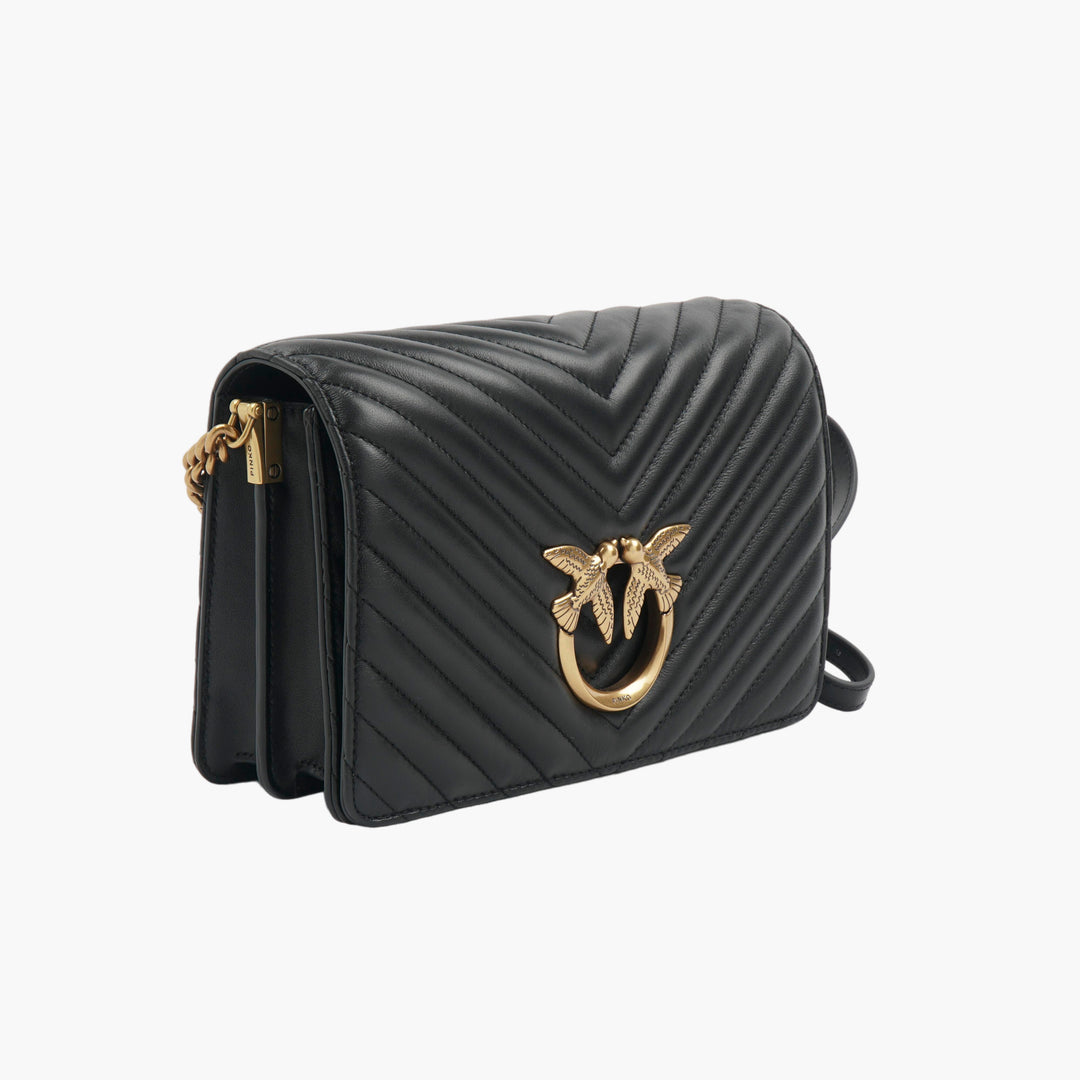 Borsa PINKO Love Classic Icon in pelle trapuntata nera-oro