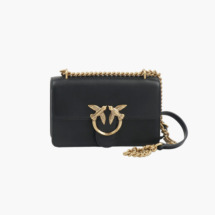 PINKO Elegant Black and Gold Bag with Iconic Twin Bird Detail