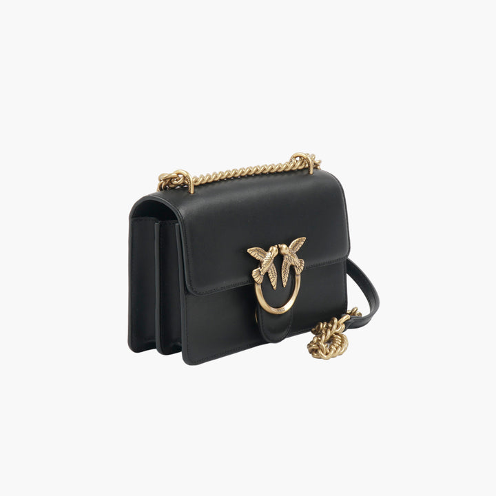 PINKO Elegant Black and Gold Bag with Iconic Twin Bird Detail