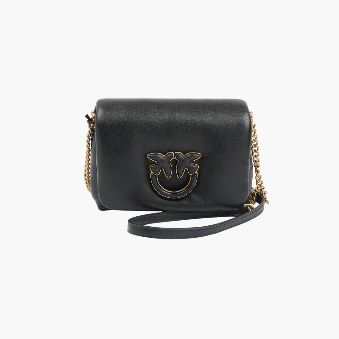 Pinko Black-Gold Elegant Chain Strap Bag with Signature Logo