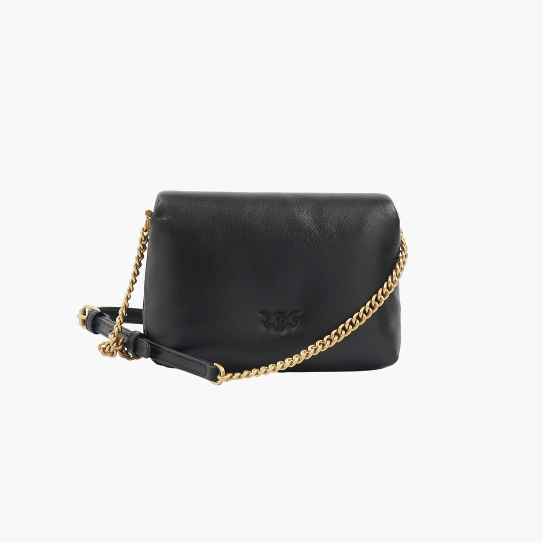 Pinko Black-Gold Elegant Chain Strap Bag with Signature Logo