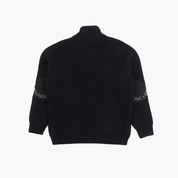 MONCLER Men's High-Quality Wool Blend Half-Zip Knitted Sweater - Nero