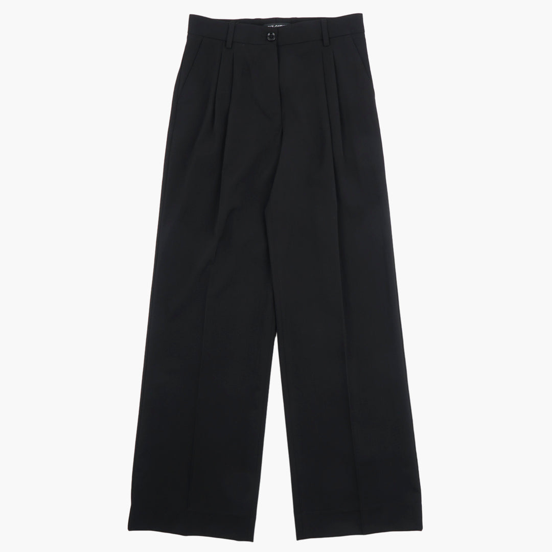 Dolce & Gabbana Women's Wide-Leg Black Trousers - Made in Italy