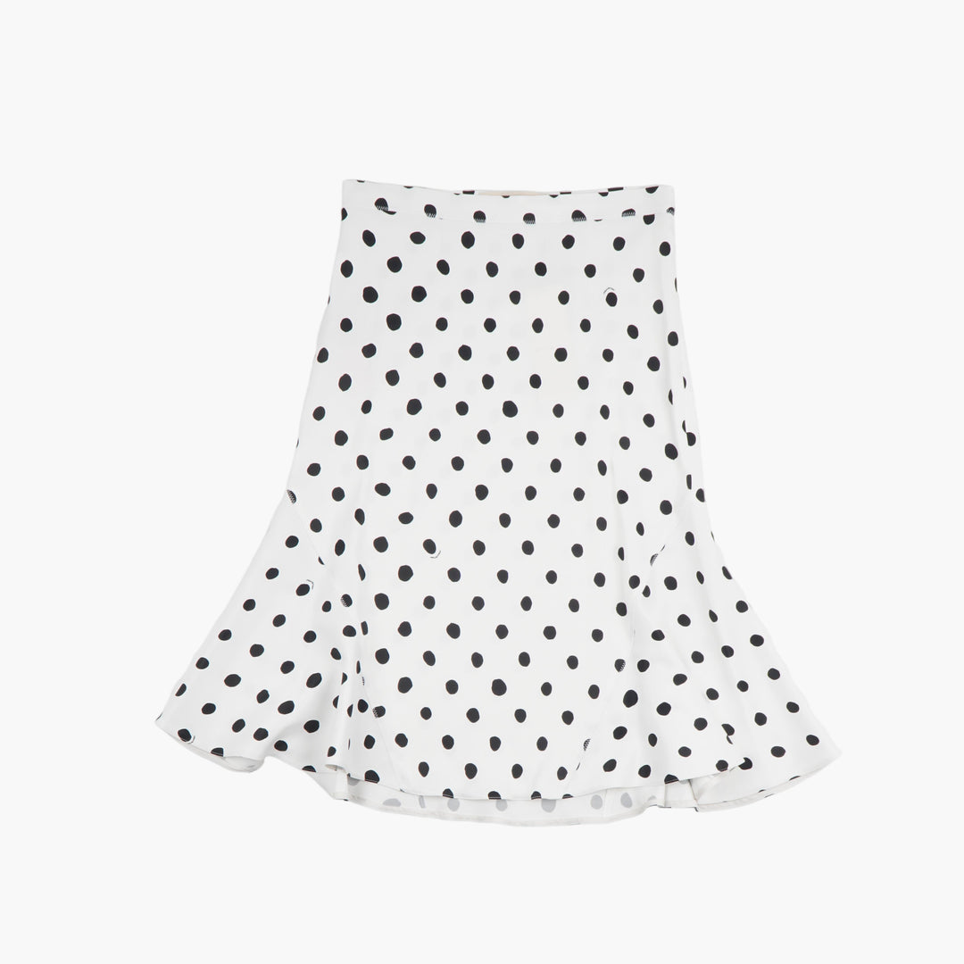 Marni Polka Dot Skirt in Crisp White with Black Dots - Elegant Mid-Length Design