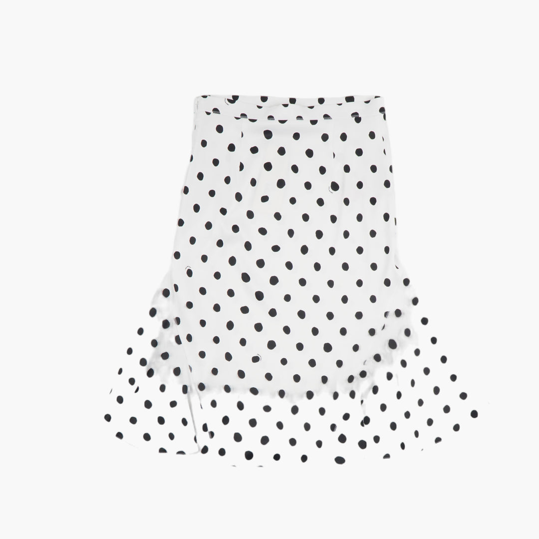 Marni Polka Dot Skirt in Crisp White with Black Dots - Elegant Mid-Length Design