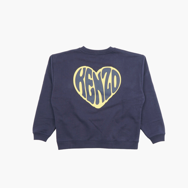 Felpa KENZO blu navy-giallo con logo a forma di cuore