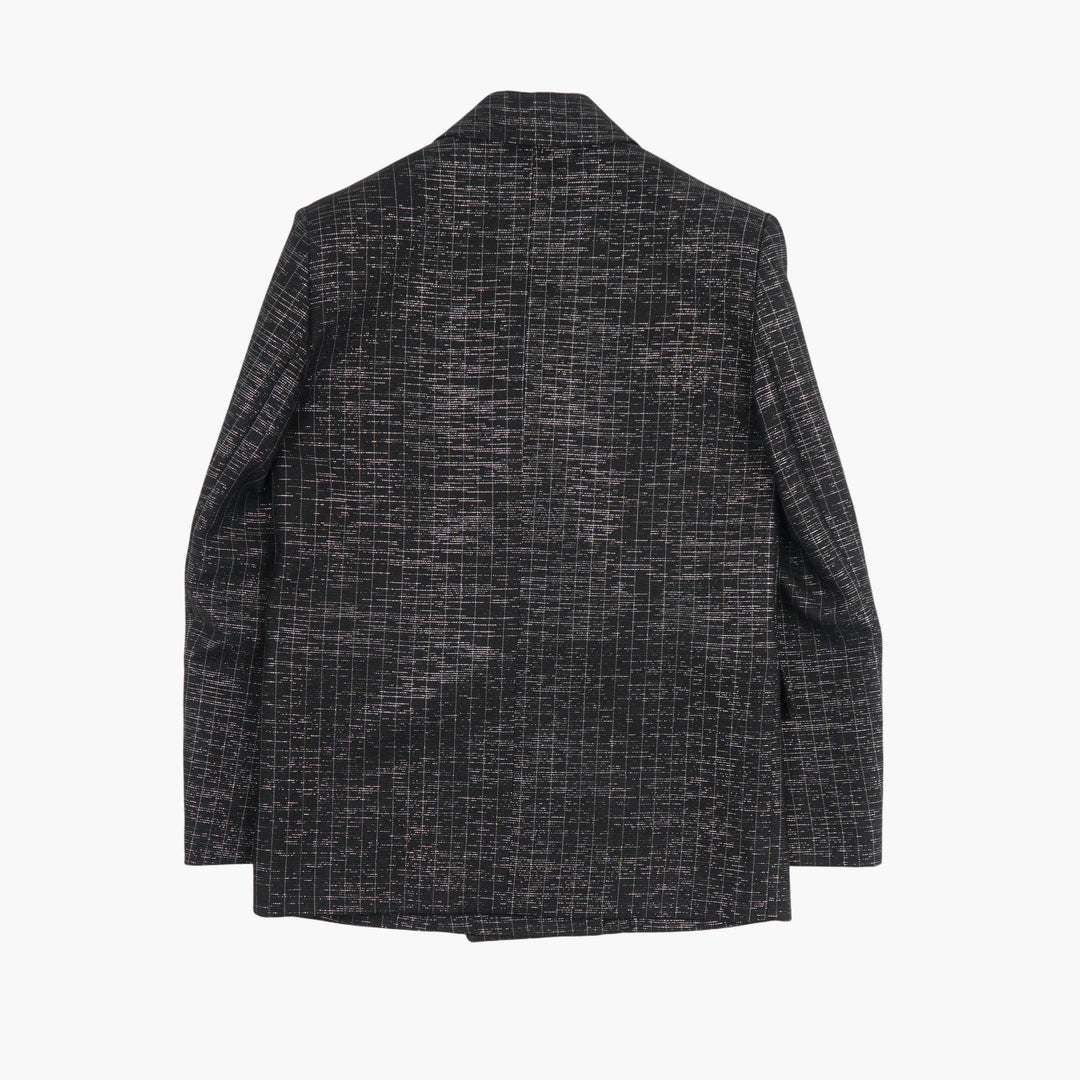 MSGM Double-Breasted Blazer - Nero Textured Elegance