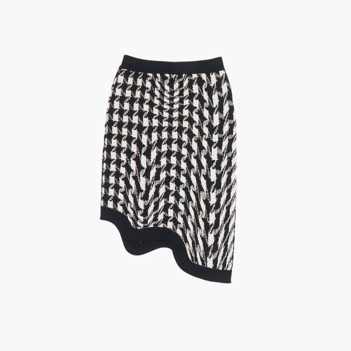 MOSCHINO Houndstooth Skirt with Gold-Tone Button Details