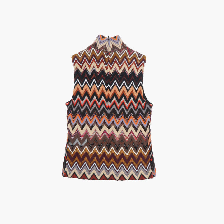 MISSONI Sleeveless Top with Iconic Zigzag Pattern in Black-Multi