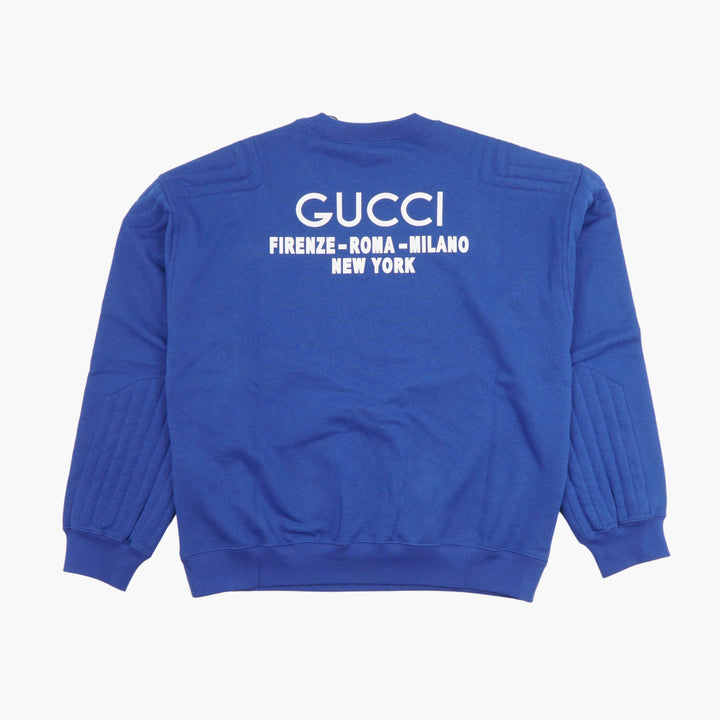 GUCCI Blue Sweatshirt with Unique Shoulder Detailing - Made in Italy