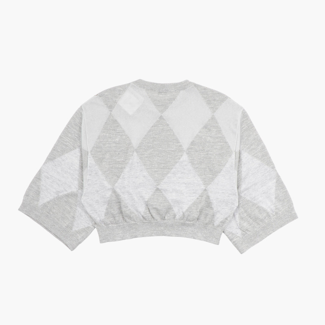 Maglione Brunello Cucinelli Argyle Pattern in Soft Grey - Made in Italy