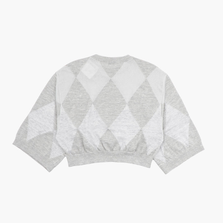 Brunello Cucinelli Argyle Pattern Sweater in Soft Grey - Made in Italy