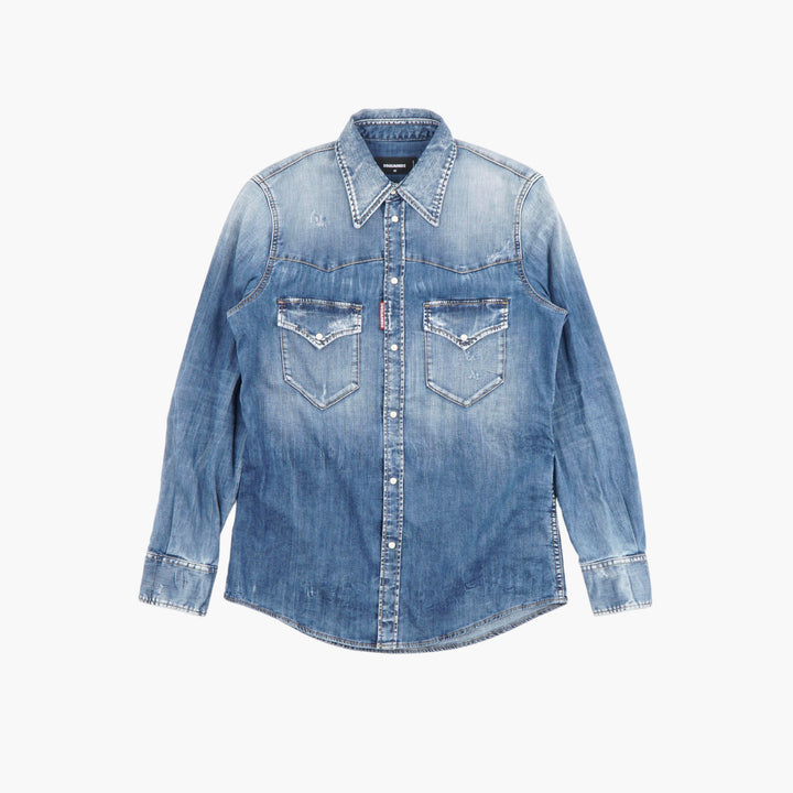 DSQUARED2 Denim Shirt - Stylish Faded Wash with Chest Pockets