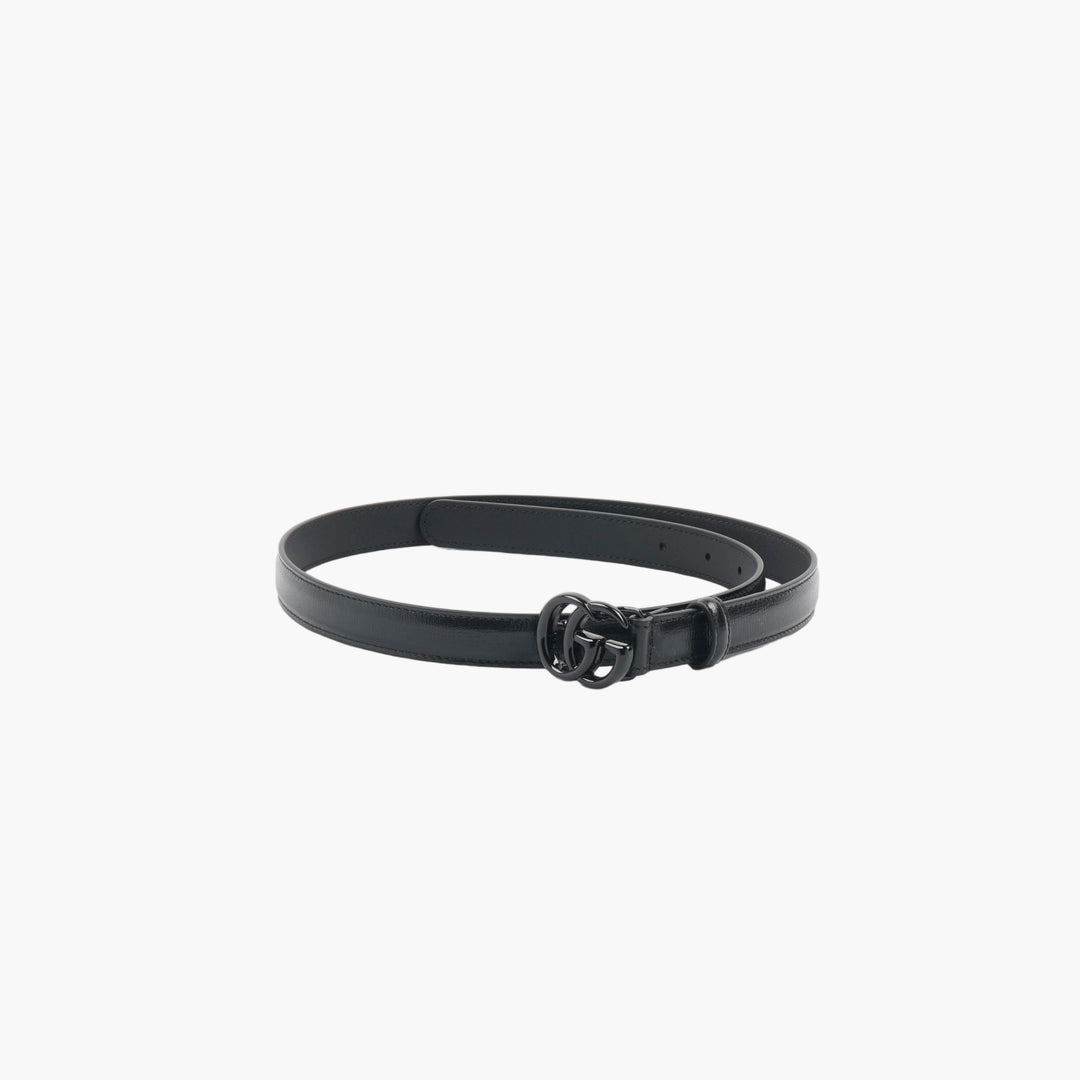 Gucci Black Leather Belt with Double G Buckle - Made in Italy