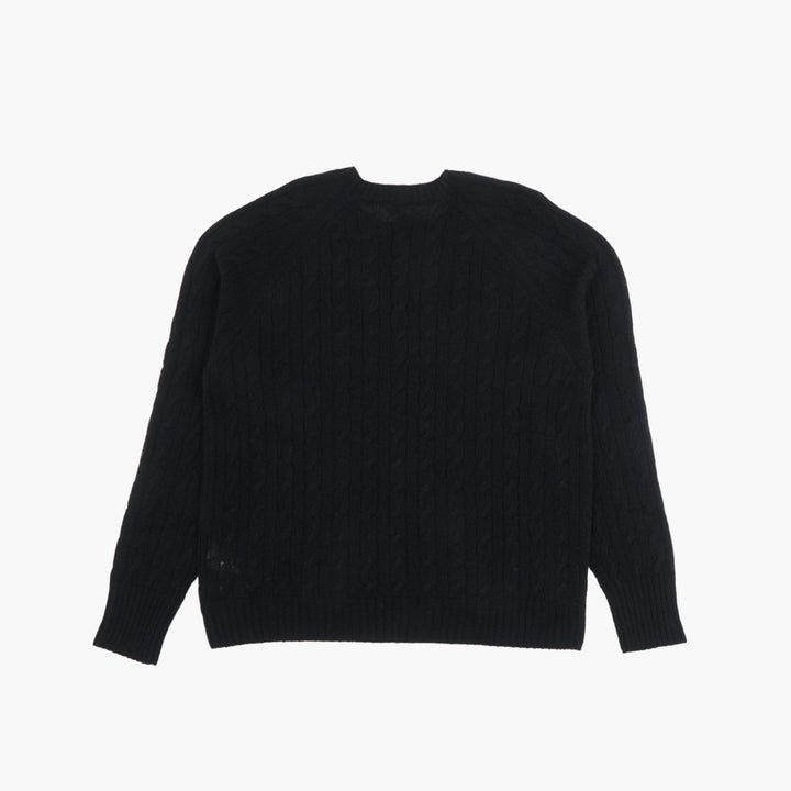 ETRO Cable Knit Sweater in Black with Embroidered Logo