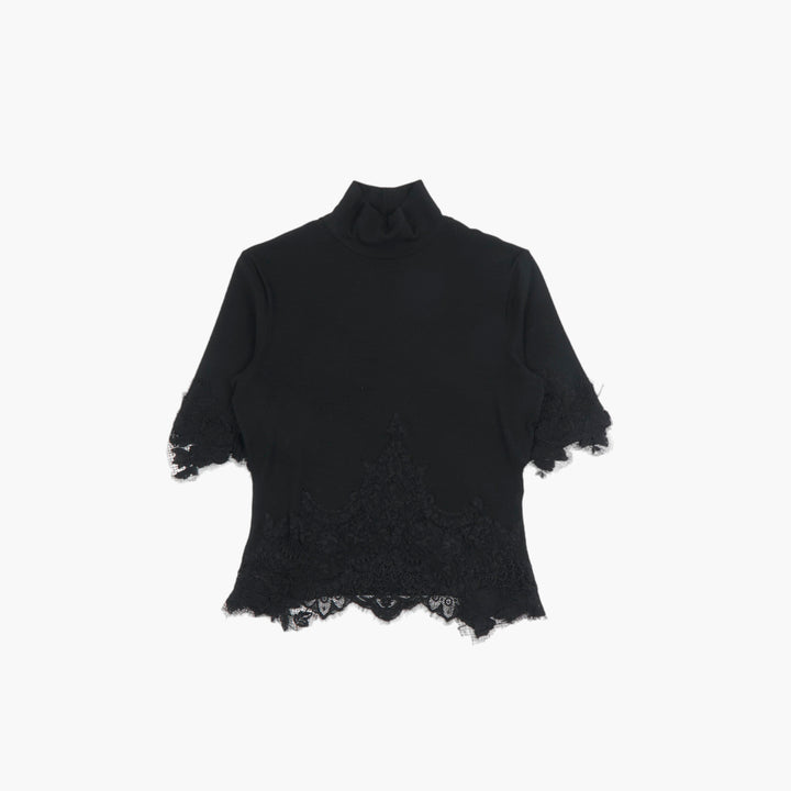 Ermanno Scervino Lace-Trimmed Black Top with Elegant Details