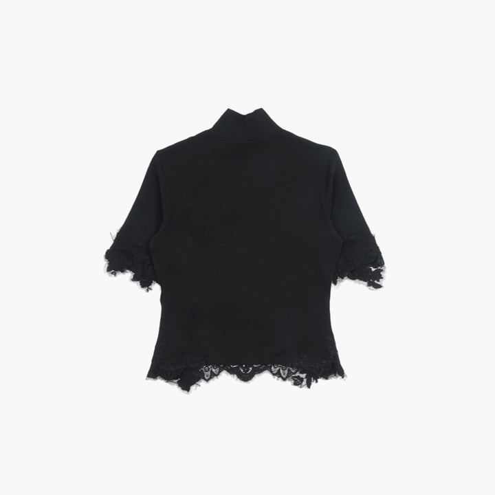 Ermanno Scervino Lace-Trimmed Black Top with Elegant Details