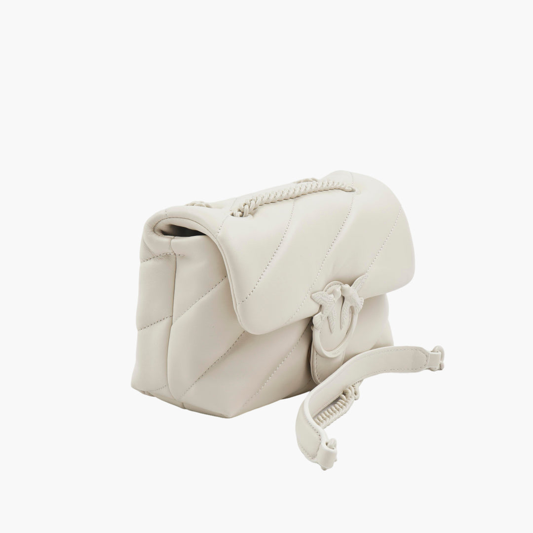 PINKO Borsa Trapuntata con Tracolla Regolabile - Elegante Borsa a Mano da Donna in Bianco