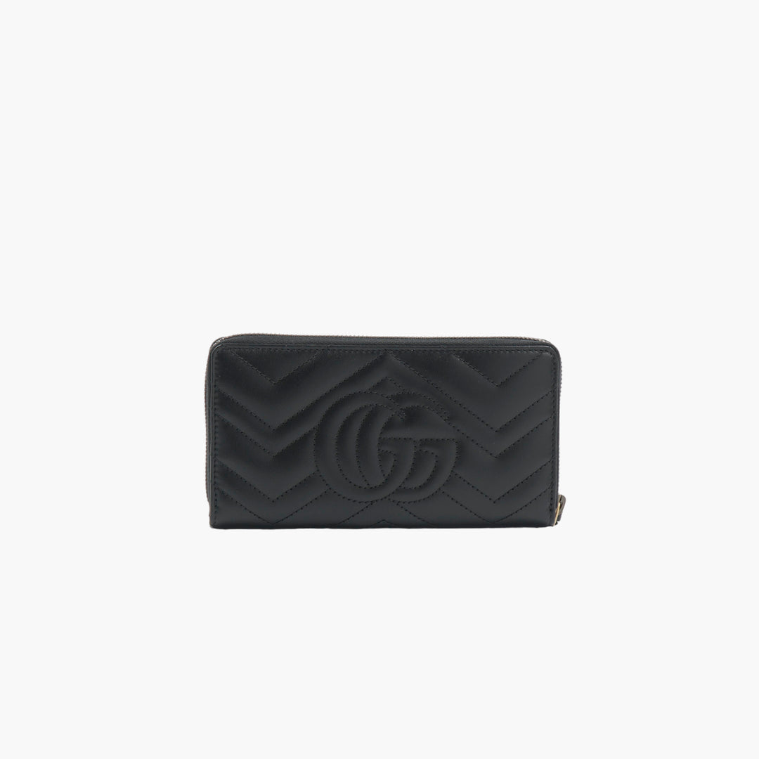 Gucci Black-Gold Quilted Wallet with Iconic Double G Logo