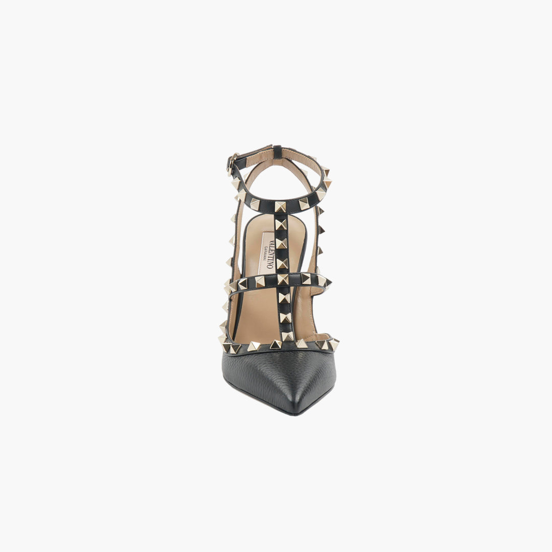 Valentino Rockstud Tacco Alto in Pelle - Nero/Oro