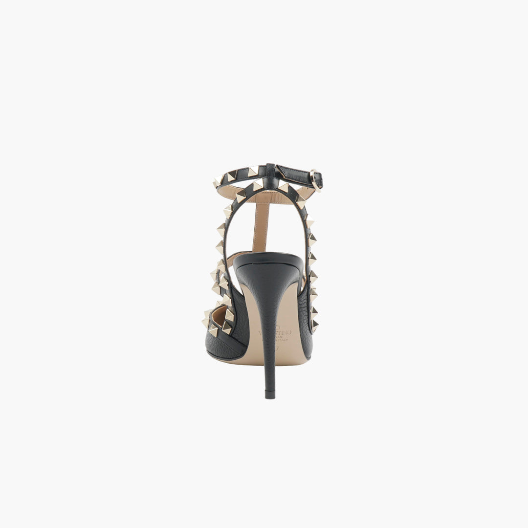 Valentino Rockstud Leather High Heels - Black/Gold