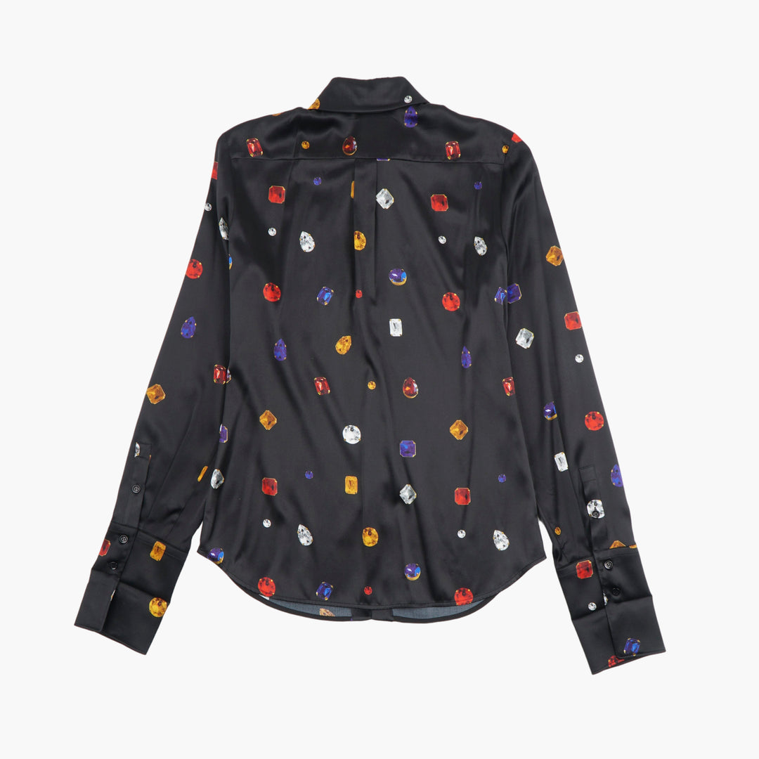 Max Mara Black-Multi Shirt with Gemstone Print - Luxurious Tailored Fit