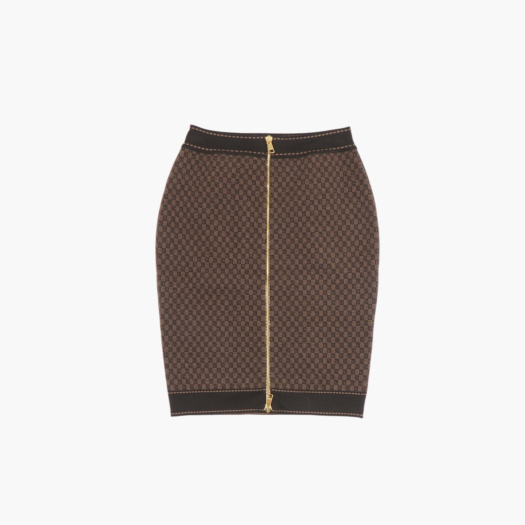 BALMAIN Elegant Marrone Skirt with Intricate Pattern - Luxury Women's Fashion