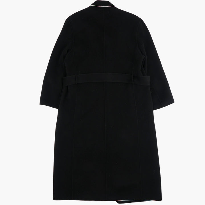 Philosophy by Lorenzo Serafini Women's Black Coat with White Piping and Belted Waist