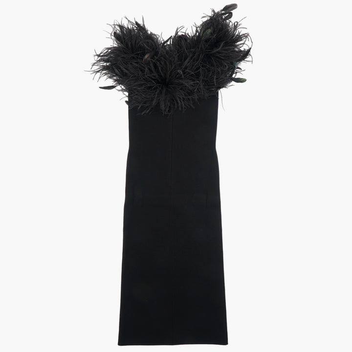 Max Mara Elegant Black Dress with Feather Detail for Special Occasions