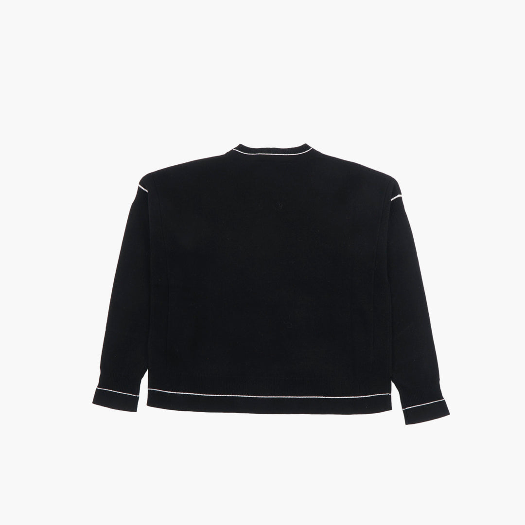 Max Mara Elegant Nero Sweater with Contrast Stitching