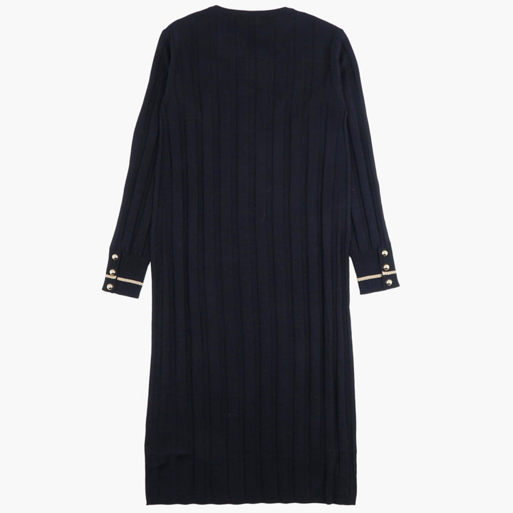 Max Mara Ribbed Black Dress with Subtle Cuff Detail