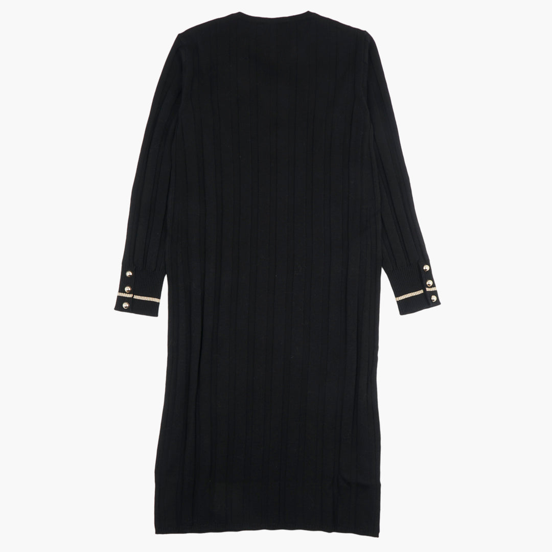 MAX MARA Elegant Black Ribbed Knit Dress with Cuff Details