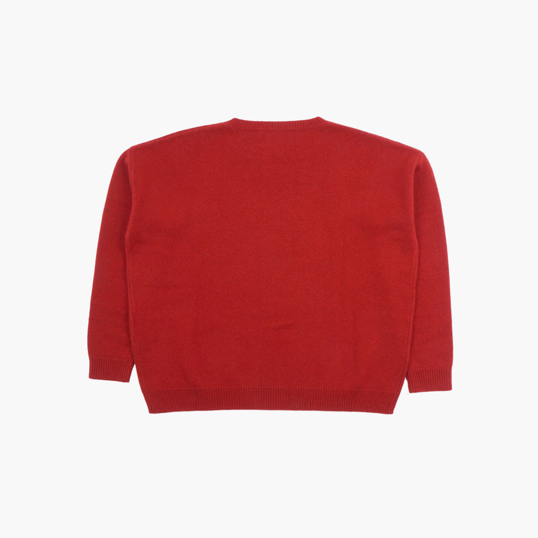 MAX MARA Elegant Embroidered Sweater in Rich Rosso Red