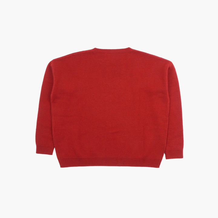 MAX MARA Elegant Embroidered Sweater in Rich Rosso Red