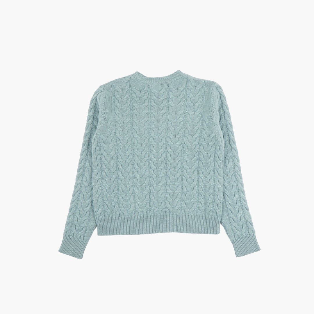 Max Mara Elegant Cable-Knit Sweater in Serene Pastel Blue