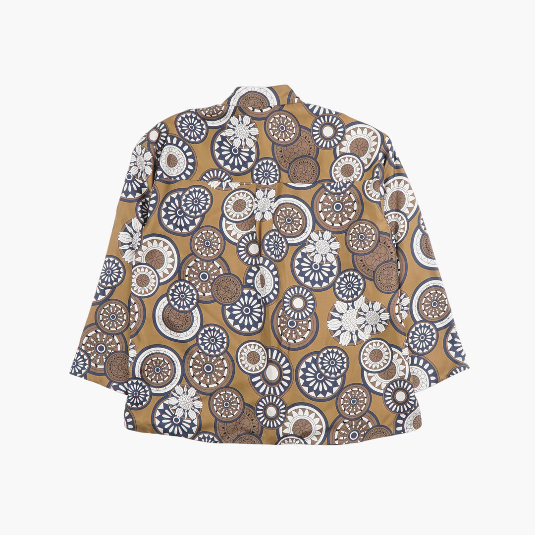 Max Mara Elegante Blusa Stampa Geometrica Multicolore