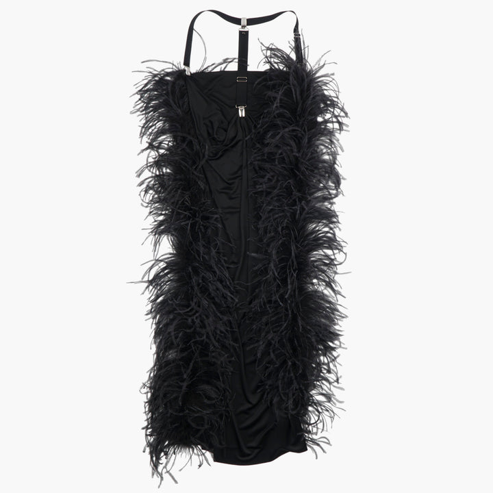 MAX MARA Black Feathered Dress - Elegant and Sophisticated Design