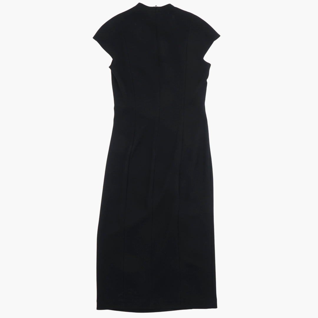 Max Mara Elegant Black Dress with Asymmetrical Neckline and Subtle Ruching