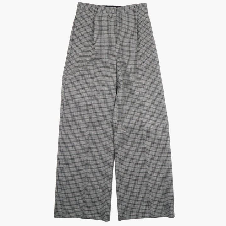 MSGM Wide-Leg Checkered Trousers - Grey-Multi