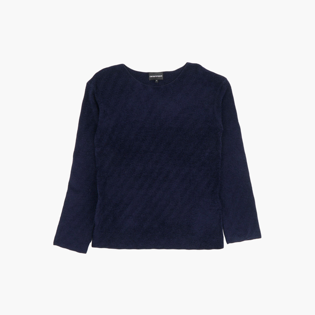 GIORGIO ARMANI Elegant Long-Sleeve Blu Top - Made in Italy