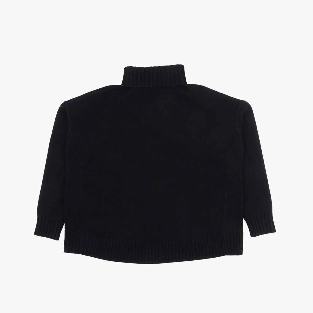 Max Mara Elegant Black High Neck Sweater with Ribbed Detailing