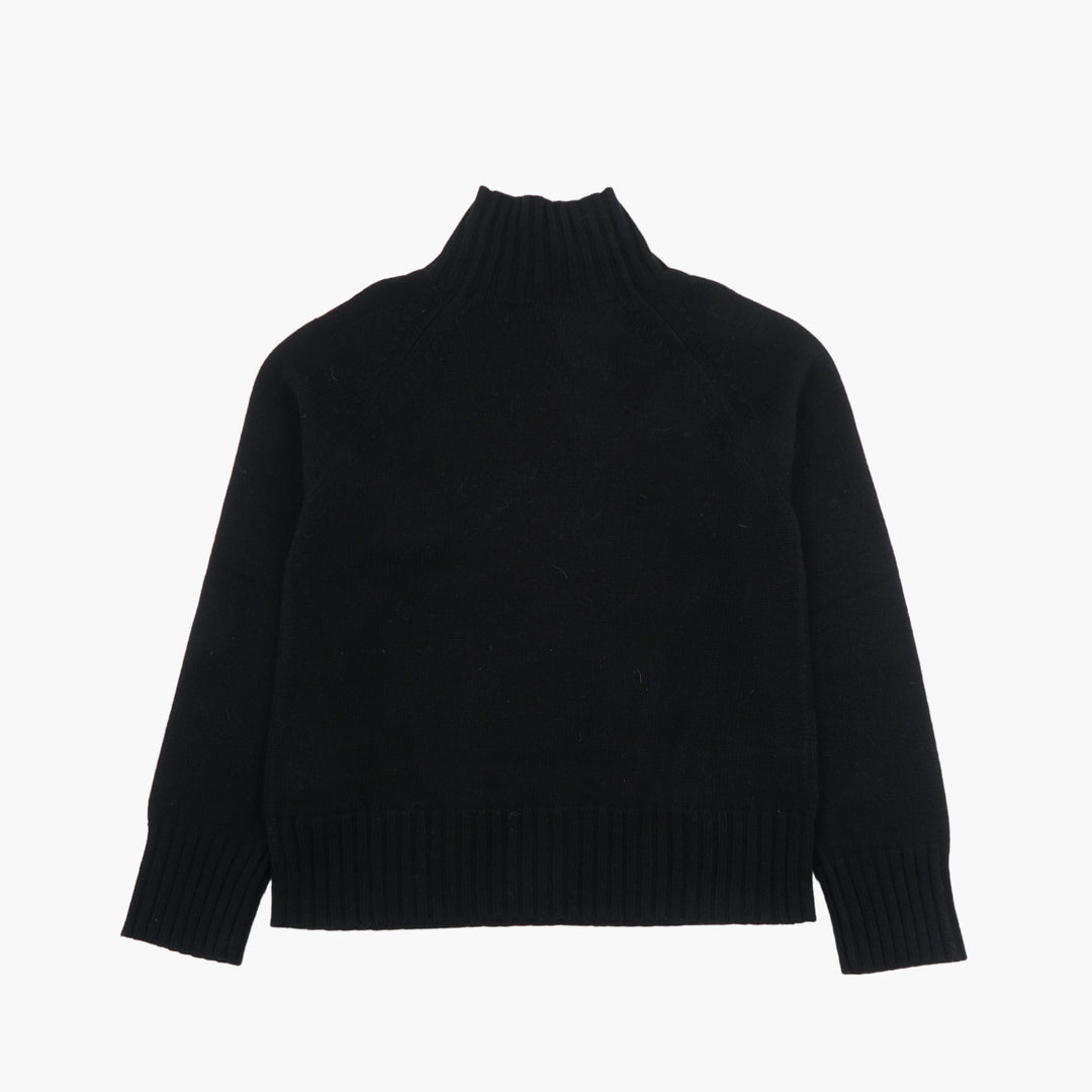 Max Mara Luxurious Black Sweater with High Neckline and Ribbed Details