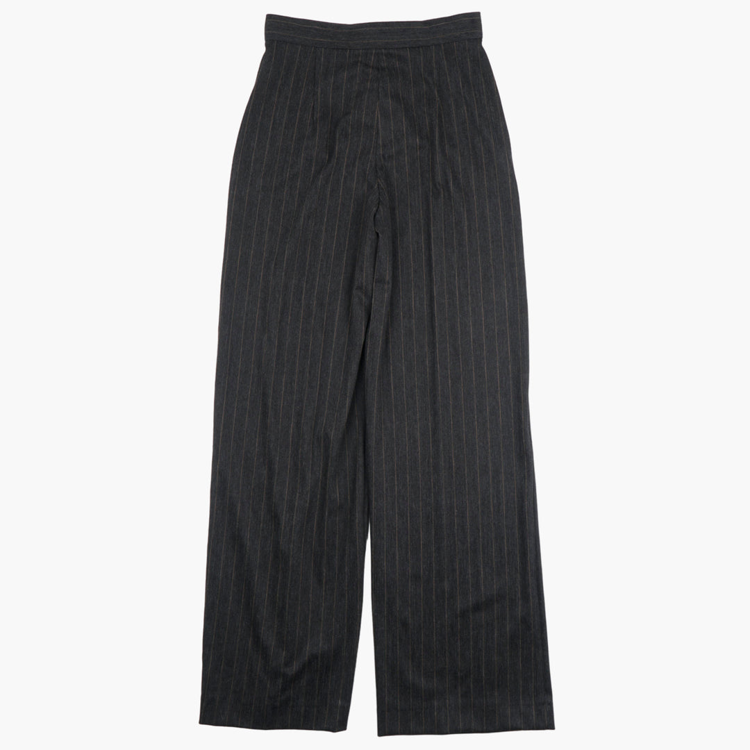 Max Mara High-Waisted Pinstripe Trousers in Grey-Brown