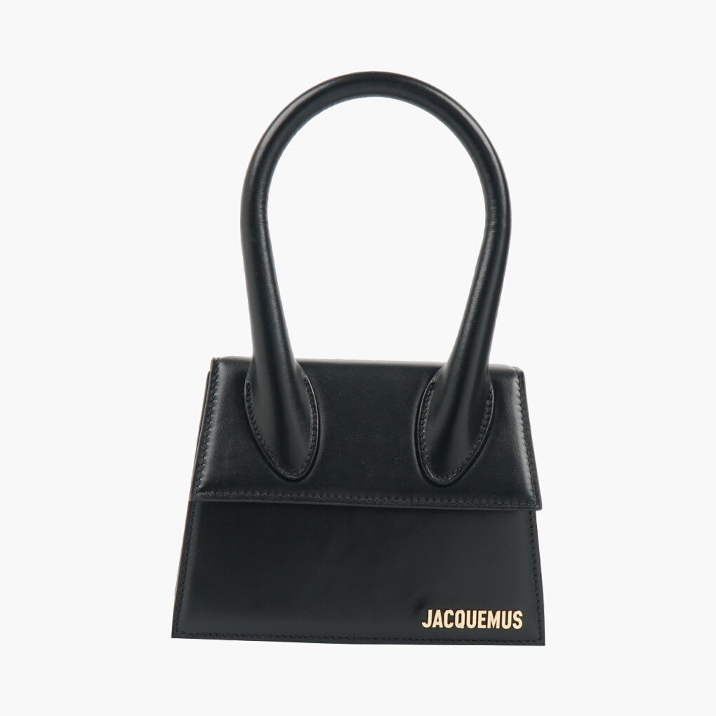 Jacquemus Black Leather Handbag with Gold Detailing