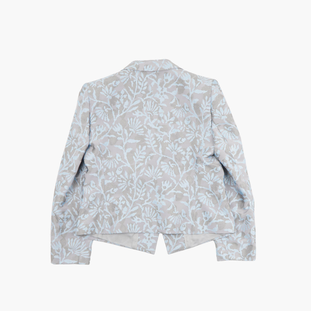 Giorgio Armani Floral Patterned Jacket in Light Blue-Beige