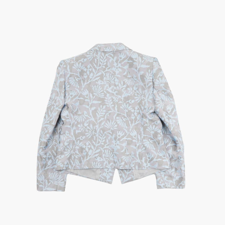 Giorgio Armani Floral Patterned Jacket in Light Blue-Beige