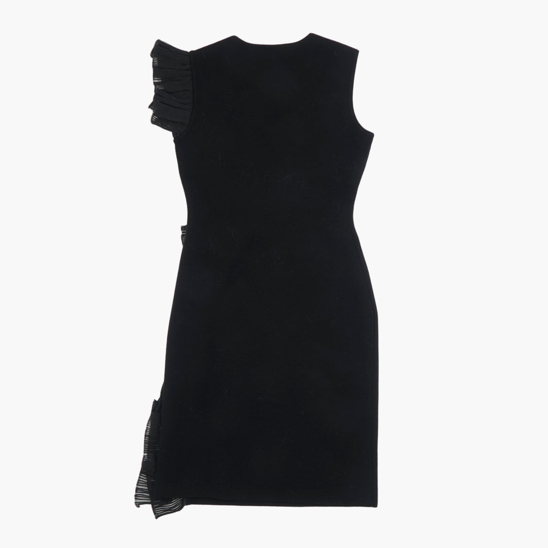 Giorgio Armani Black Dress with Asymmetric Ruffle Made in Italy