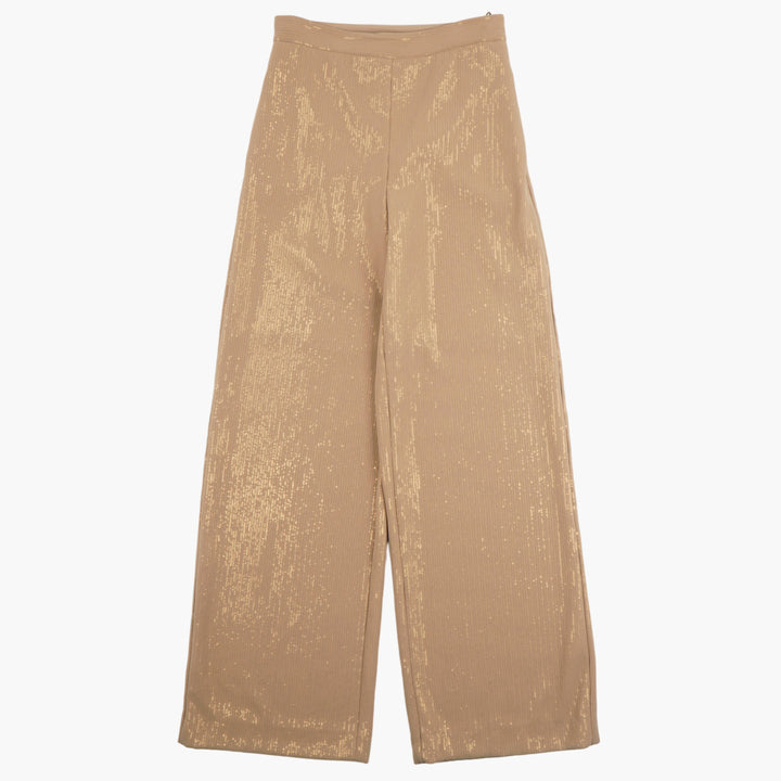 Max Mara Elegant Shimmering High-Waisted Trousers in Marrone