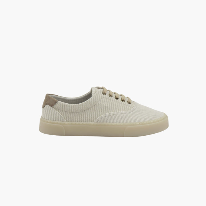 BRUNELLO CUCINELLI White-Beige Sneakers with Fabric Upper and Comfortable Sole