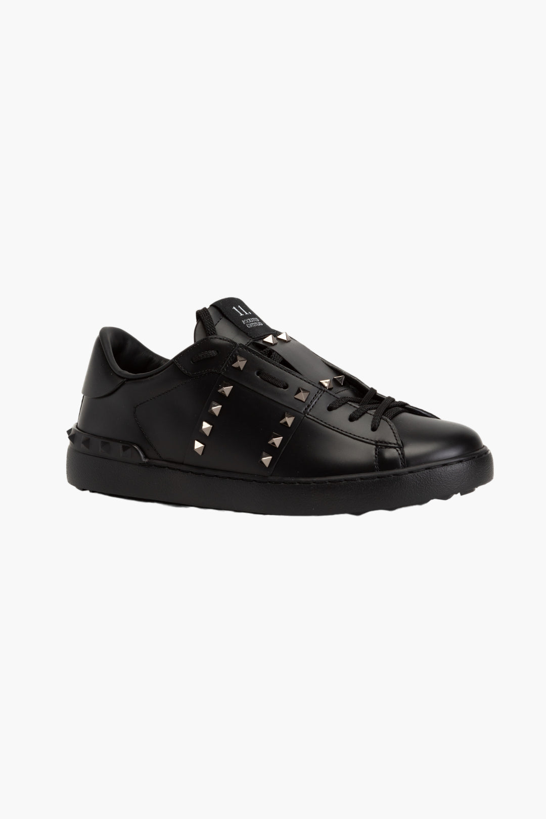 Valentino Nero Premium Leather Sneakers with Pyramid Studs - Made in Italy